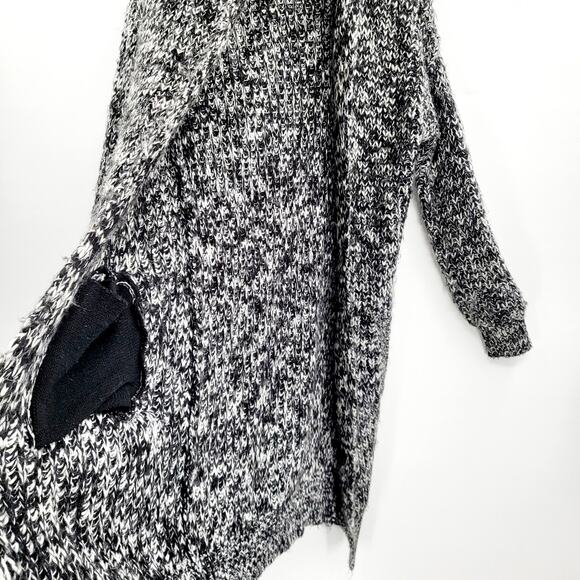 Solemio Black & White Oversized Chunky Cable Knit Long Cardigan Women’s Size S/M - Picture 3 of 8